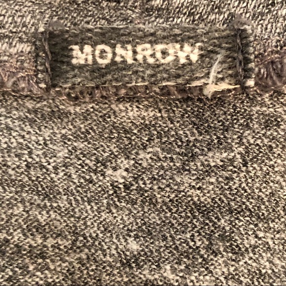 Monrow Gray Crew Neck Distressed Short Sleeve T-Shirt - Picture 7 of 9